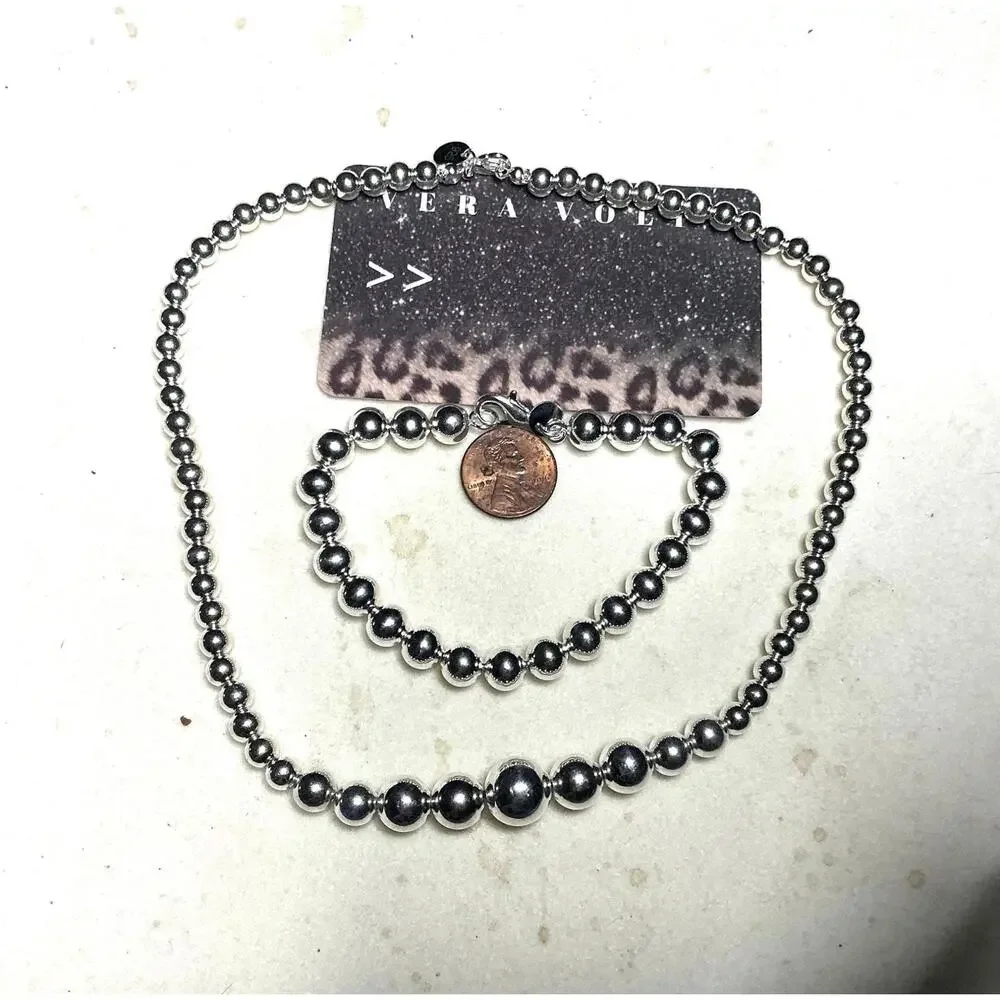 ^ Beaded Necklace and Bracelet Set